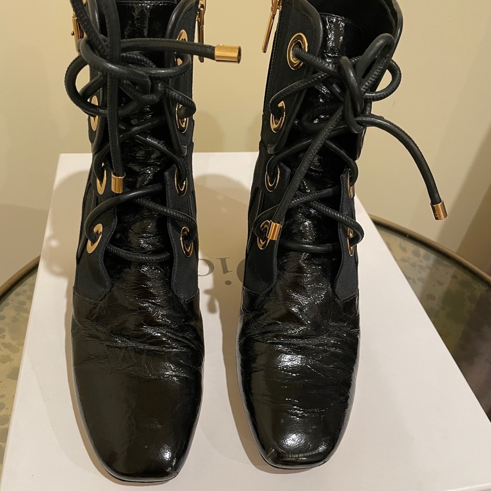 Dior Black Crinkled Boots - Picture 2 of 15